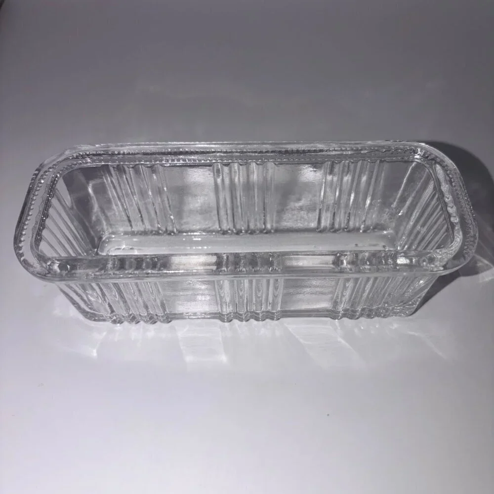 VTG Mid-Century Classic Hammered Metal Butter Dish w/ Glass Insert & Floral Lid